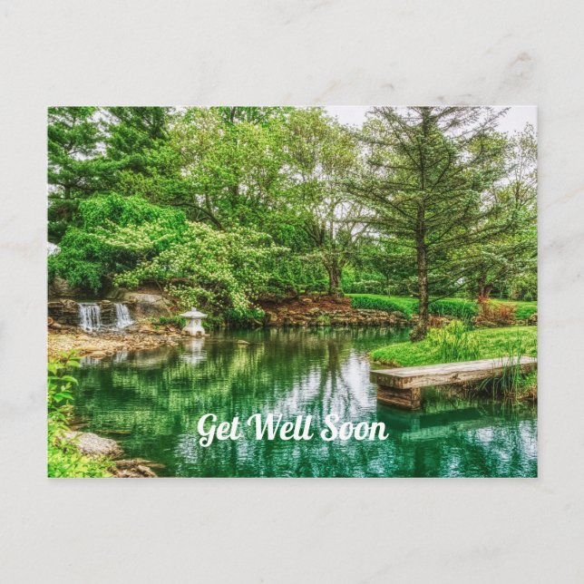 Carte Postale Réflexions de printemps en vert Prompt rétablissem (Devant)