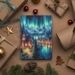 Carte Postale Réflexions Lune : Lac De Nuit Avec Maisons