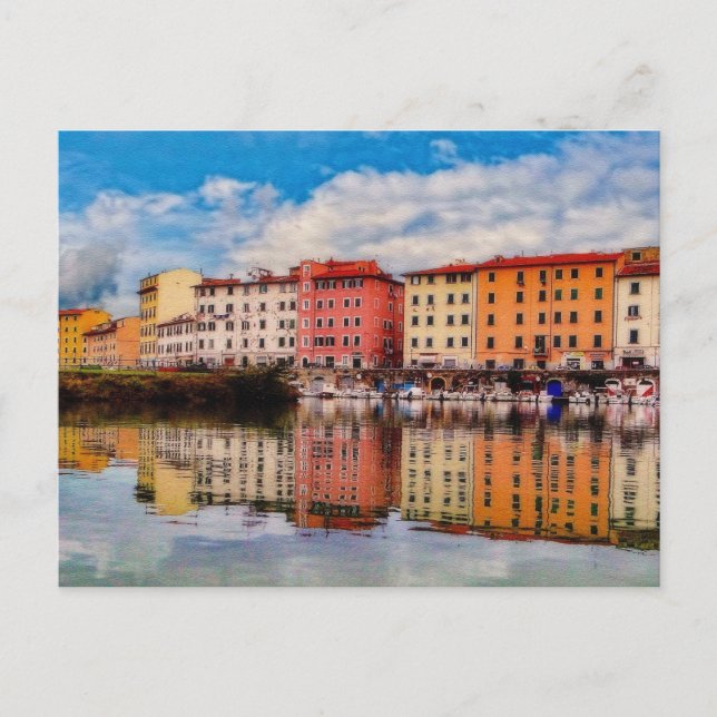 Carte Postale Réflexions sur le port (peint) (Devant)