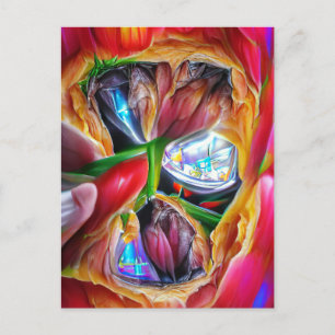 Carte Postale Réflexions vibrantes sur les tulipes Abstraites