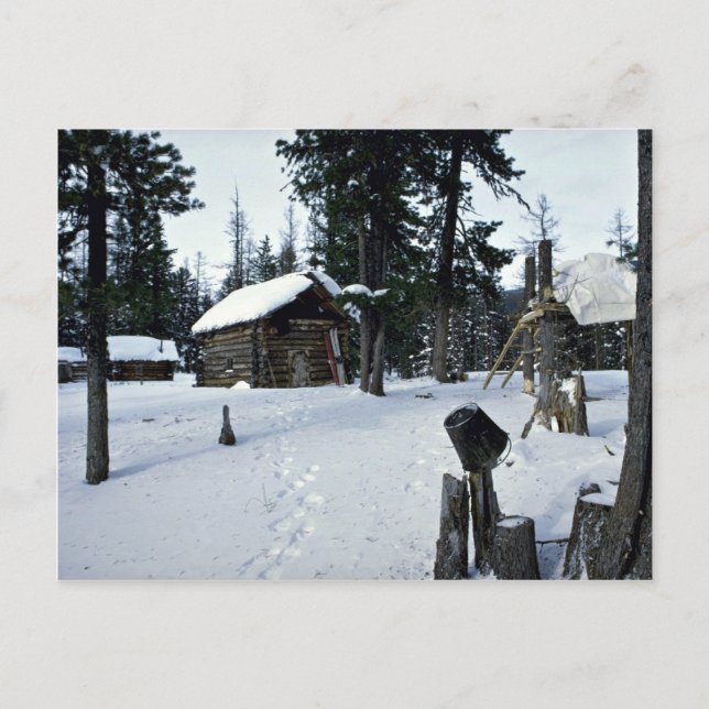 Carte Postale Refuge de chasseur, Sibérie hiver (Devant)
