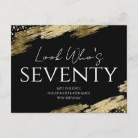 Regard d'anniversaire 70 ans Or Noir Save the Date