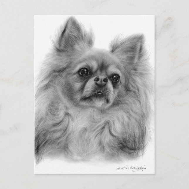 Carte Postale Regard réfléchi - Oeuvre de chien peint à la main (Devant)