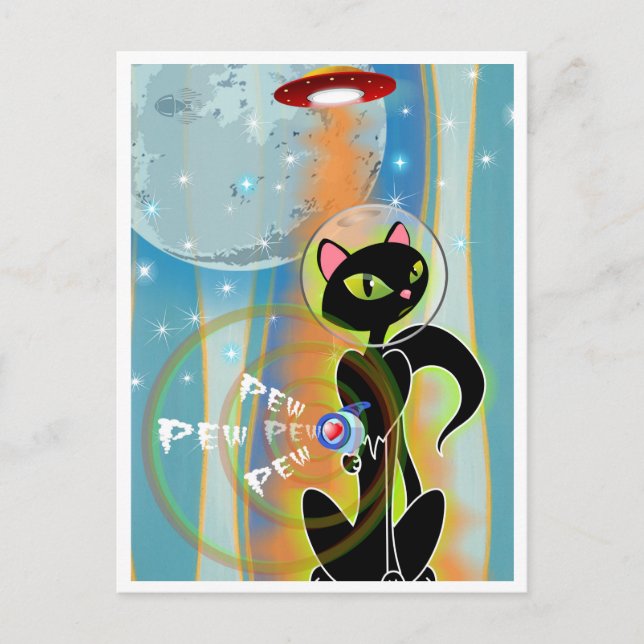 CARTE POSTALE REGARDE ! KITTEN GOTTA RAYGUN PAR TRISTAN BERLUND (Devant)