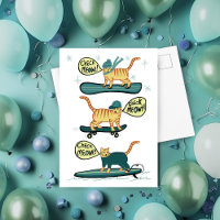 Regarde Meowt ! Skate Surfer Snowboard Tabby Chat