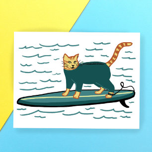 Carte Postale Regarde Meowt ! Surfer Tabby Cat PERSONNALISER IT