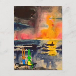 Carte Postale regarder le coucher du soleil