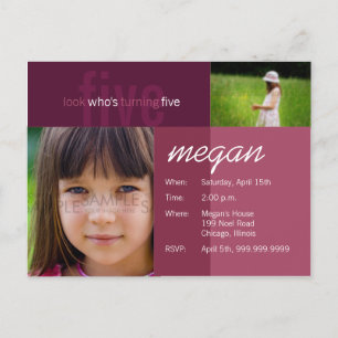 Carte Postale regardez qui aura cinq ans ・ Invitation d'annivers