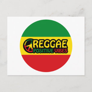 Carte Postale Reggae Musique avec des vibes positives et drapeau