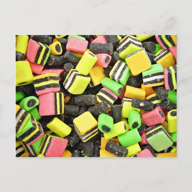 Carte Postale réglisse de couleur fluro (Devant)