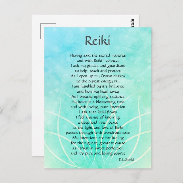 Carte Postale Reiki Connection Poem Art (Devant / Derrière)