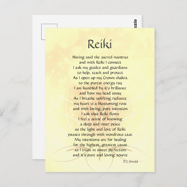 Carte Postale Reiki Connection Poem Art (Devant / Derrière)
