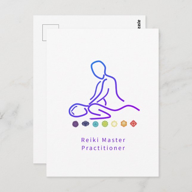 Carte Postale Reiki Master Praticien Plan Blanc (Devant / Derrière)