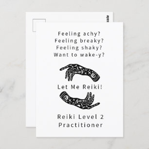 Carte Postale Reiki Niveau 2 Praticien Riddle Et Mains Blanc