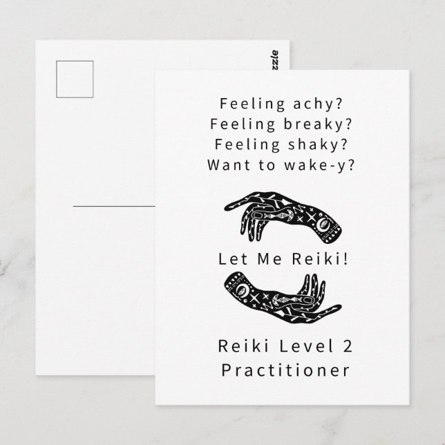 Carte Postale Reiki Niveau 2 Praticien Riddle Et Mains Blanc (Devant / Derrière)