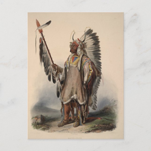 Carte Postale Réimpression en chef des Amérindiens du 19e siècle (Devant)