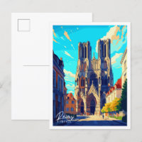 Reims France illustration de voyage vintage