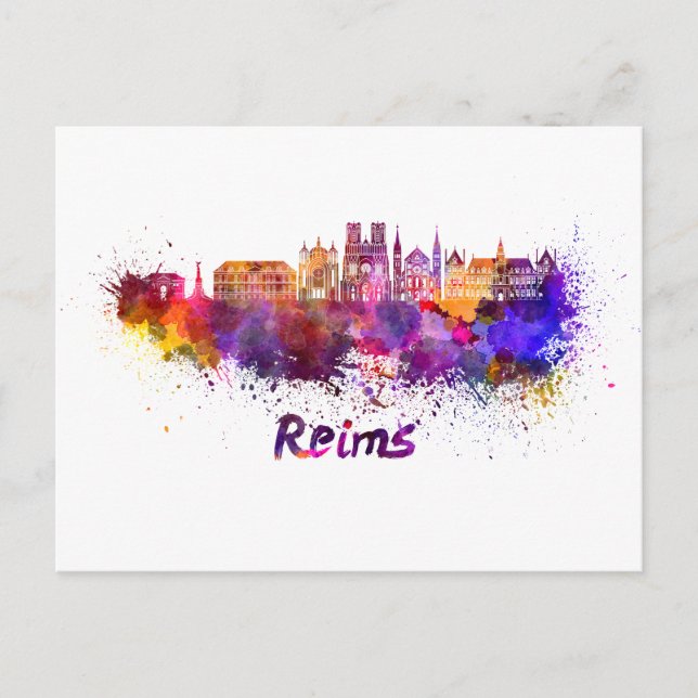 Carte Postale Reims skyline en aquarelle (Devant)