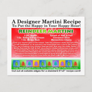 Carte postale Reindeer Christmas Martini Recette