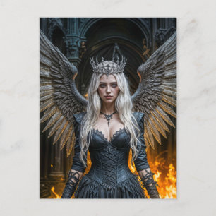 Carte Postale Reine Ange Noir dans un hall éclairé aux chandelle
