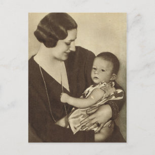 Carte Postale Reine Astrid de Belgique avec le Prince Albert