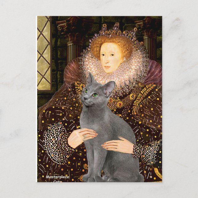 Carte Postale Reine - Chat bleu russe (Devant)