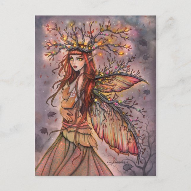 Carte Postale Reine d'Automne Fantasy Art par Molly Harrison (Devant)