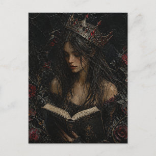 Carte Postale Reine de fantasy sombre lisant