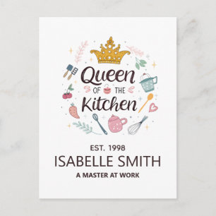 Carte Postale Reine de la cuisine conception de nom personnalisé