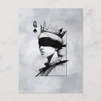 Carte Postale Reine de Pique (Style-1) Dessin d'Art Fin