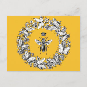 Carte Postale Reine des abeilles Sauvez la couronne papillon des