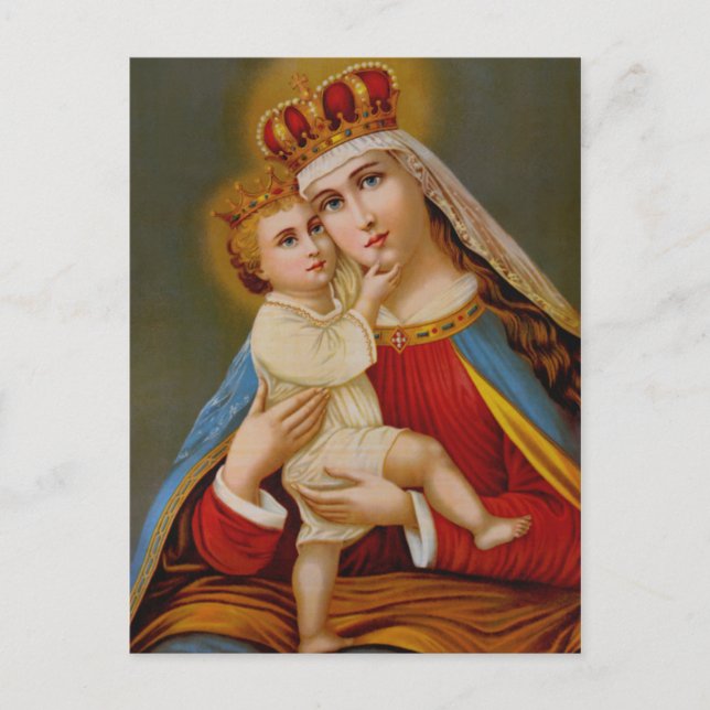 Carte Postale Reine du Ciel Vierge Marie Bébé Jésus (Devant)