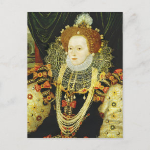 Carte Postale Reine Elizabeth I d'Angleterre portant des perles