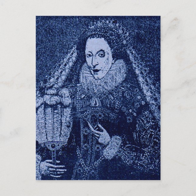 Carte Postale Reine Elizabeth I en bleu (Devant)