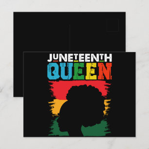Carte Postale Reine Juneteenth Fille Afro Mélanine Noire 