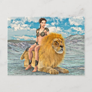 Carte Postale Reine Lion Fantaisie