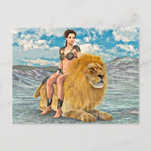 Carte Postale Reine Lion Fantaisie (Devant)