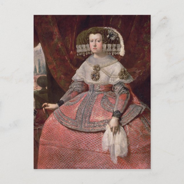 Carte Postale Reine Maria Anna d'Espagne en robe rouge (Devant)