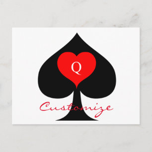 Carte Postale Reine noire des pique Coeur rouge Thunder_Cove