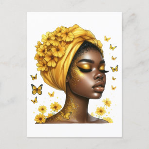 Carte Postale Reine noire mélanine sista anniversaire amour