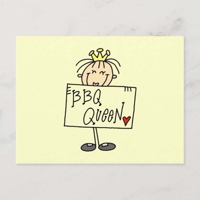 Carte Postale Reine Stick Figure BBQ (Devant)