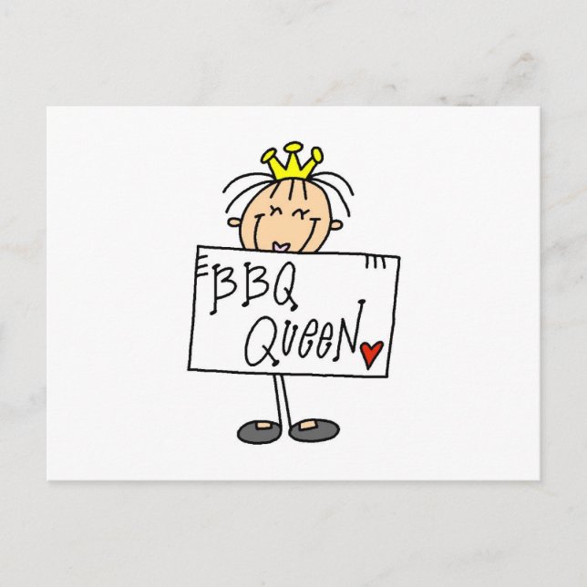 Carte Postale Reine Stick Figure BBQ (Devant)