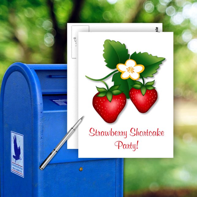 Carte Postale Rejoignez notre fête de Strawberry Shortcake (Join our Strawberry Shortcake Party with a Postcard .Send a slice of summer sweetness. )