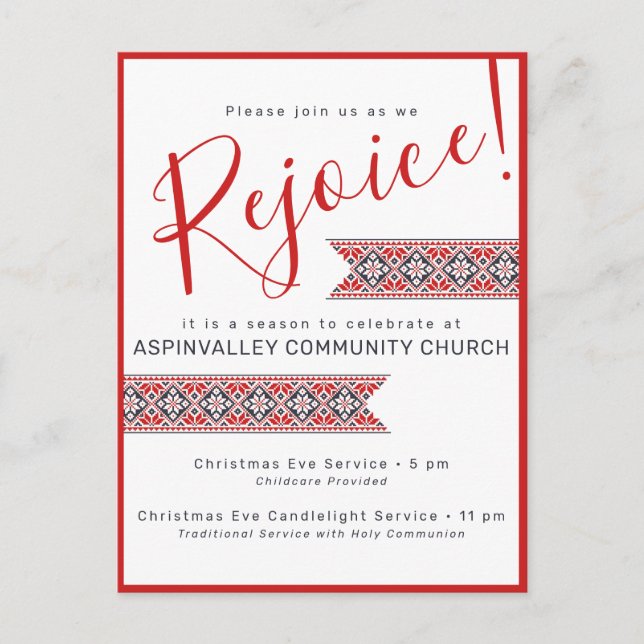 Carte Postale Réjouissez | Poinsettia d'art populaire slave (Devant)