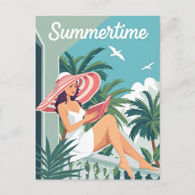Carte Postale Relaxation en été Vintage (Devant)
