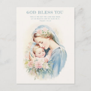 Carte Postale Religieux Bienheureuse Mère Marie Bébé Jésus Flora