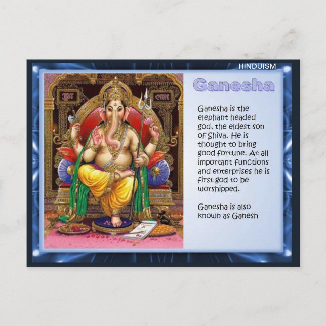 Carte Postale Religion, hindouisme, Ganesha (Devant)