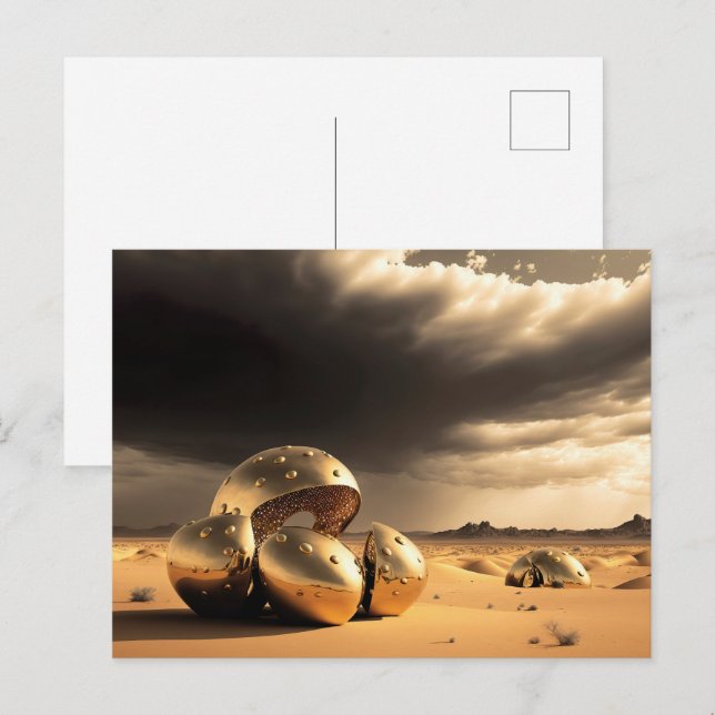 Carte Postale Reliques extraterrestres dans le désert (Devant / Derrière)