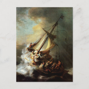 Carte Postale Rembrandt Art Peindre le Christ dans la tempête