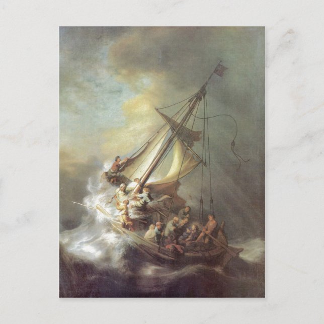 Carte Postale Rembrandt Harmensz. van Rijn Christus im Sturm auf (Devant)